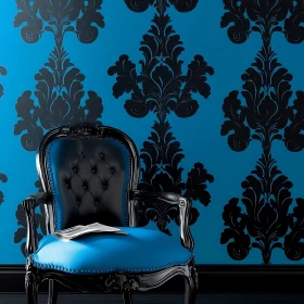 Blue and Black Interior with Chair