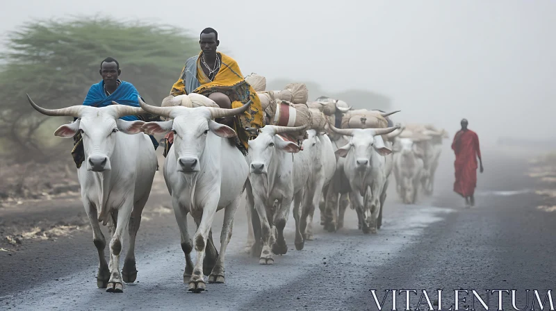 African Cattle Caravan AI Image