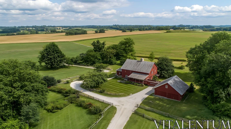 AI ART Picturesque Farmhouse Amidst Green Fields