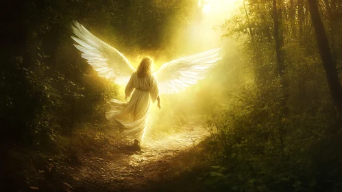 Guardian Angel in Golden Forest