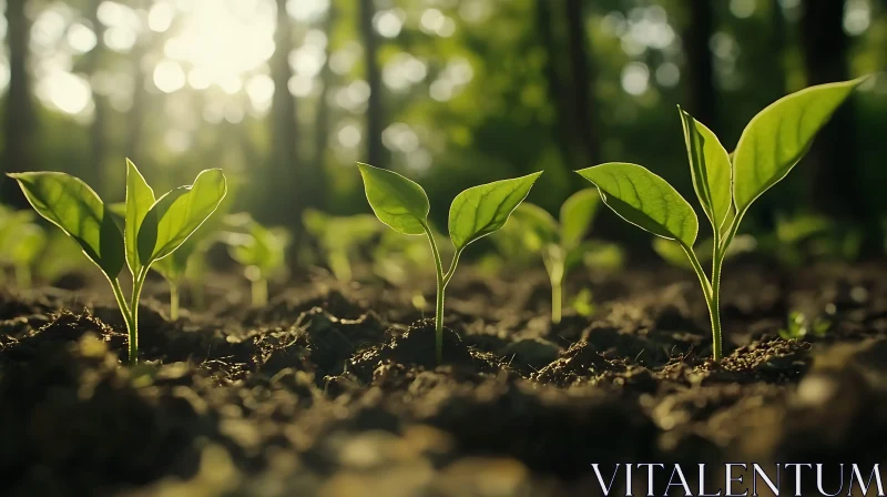 Emerging Seedlings Bathed in Sunlight AI Image