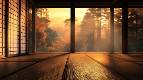 Tranquil Forest Glimpse Through Window