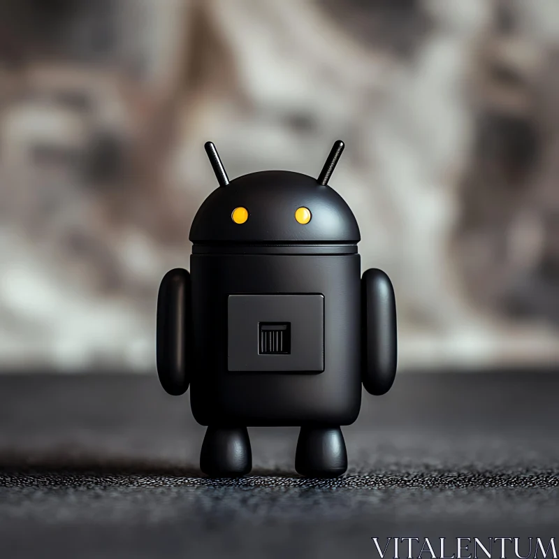 Minimalist Black Robot Figurine AI Image