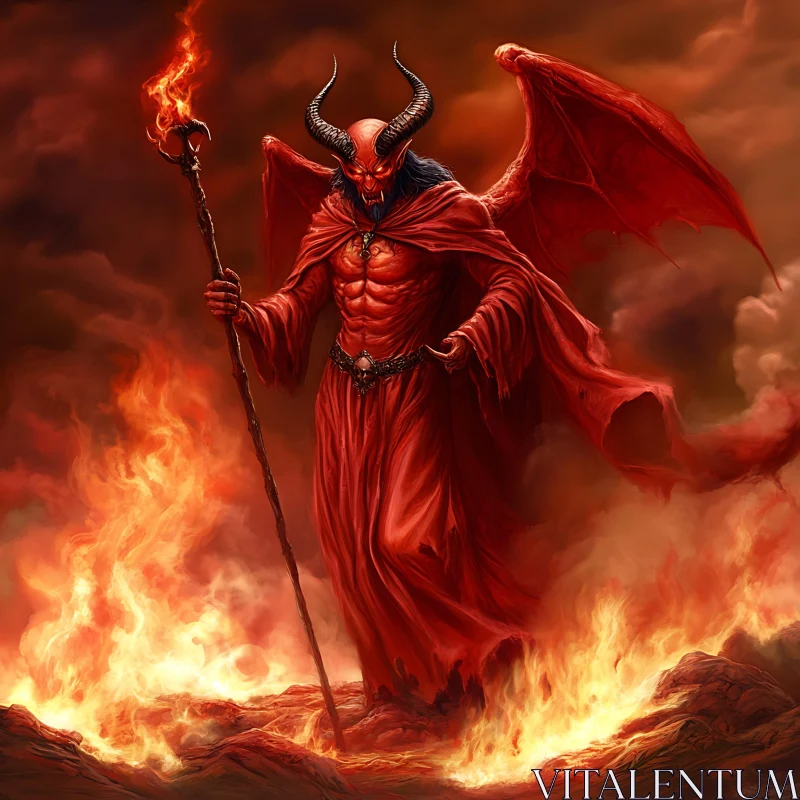 AI ART Crimson Demon Lord of the Fire