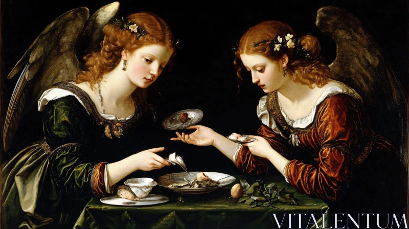 AI ART Angels Sharing a Meal