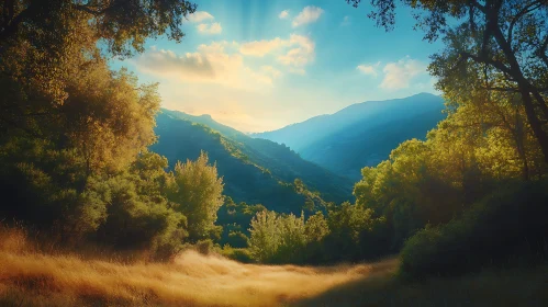 Peaceful Mountain View at Sunrise