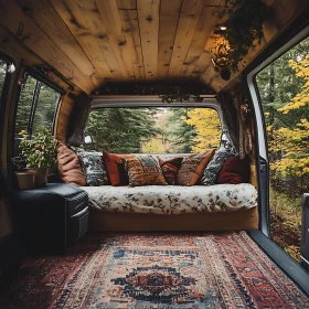 Van Life Interior with Forest View