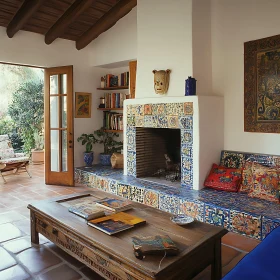 Warm Interior with Decorative Fireplace