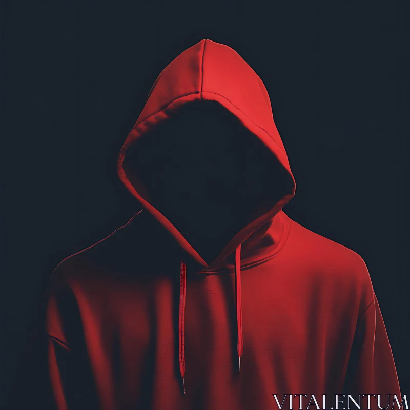 AI ART Faceless Figure in Red Hoodie