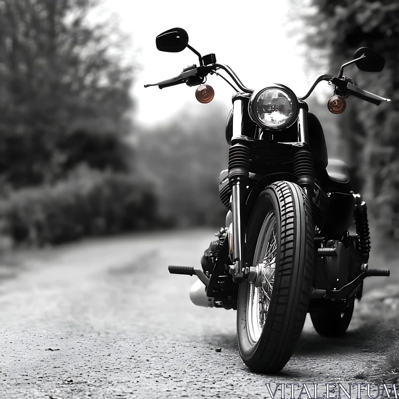 Classic Motorcycle on a Country Road AI Image