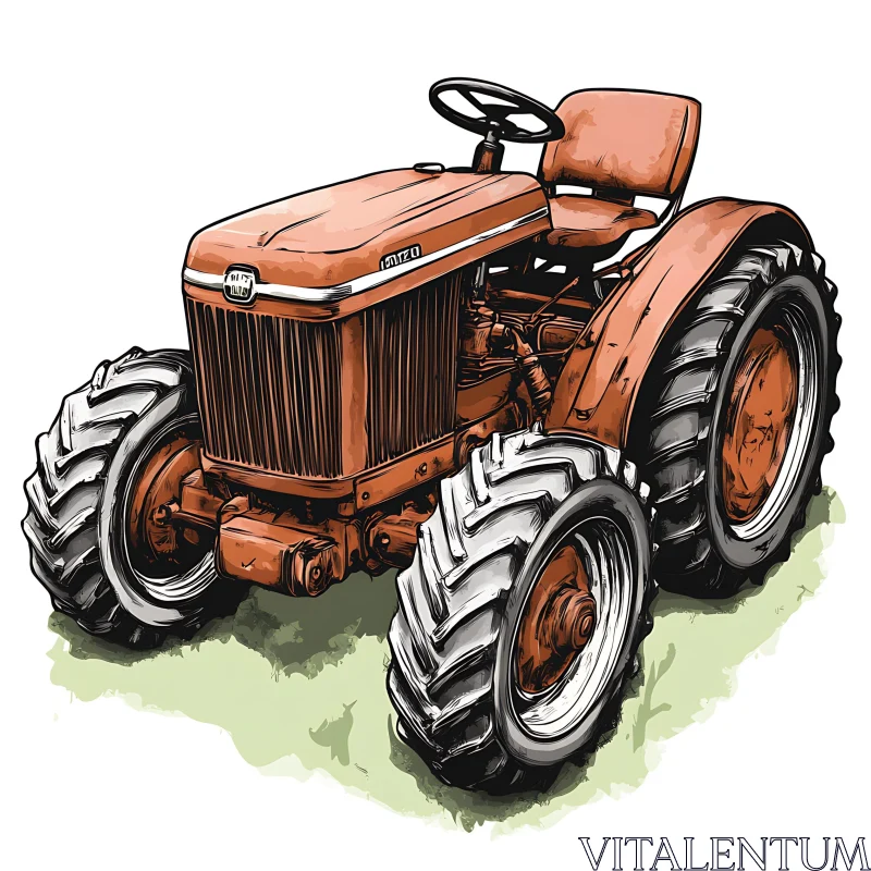 Retro Farm Vehicle Artwork AI Image