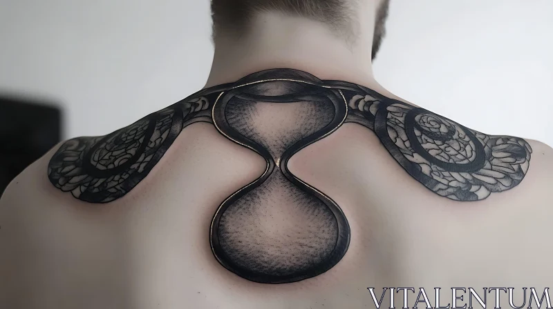 Intricate Hourglass Tatto with Black Ink AI Image