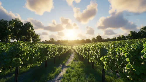 Sunlit Vineyard Landscape