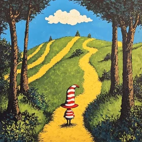 Striped Hat Figure on Yellow Path Art