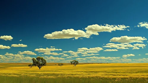 Yellow Flowers Field with Blue Sky