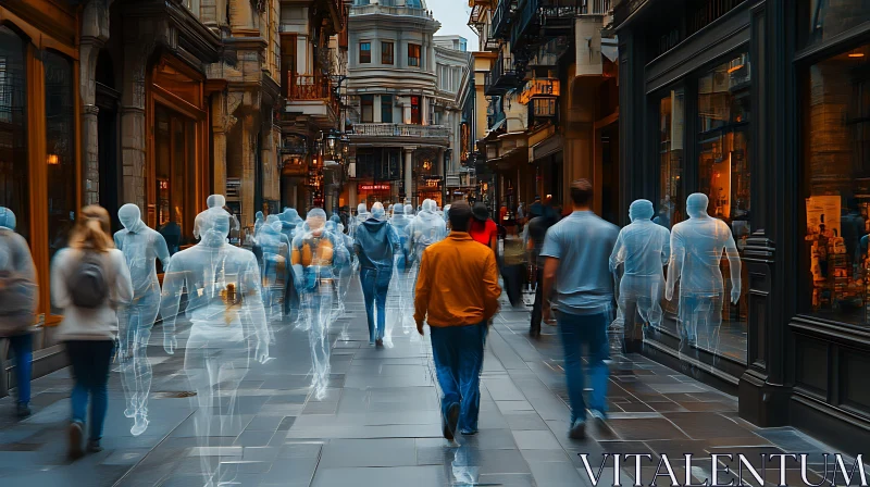 AI ART Urban Scene with Blurred People