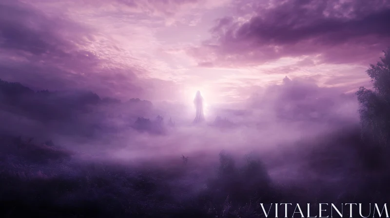 AI ART Mystical Silhouette in Foggy Ambiance