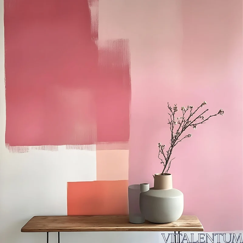 Abstract Pink Palette with Vases AI Image