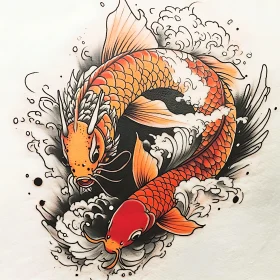 Intricate Koi Fish Tattoo Art