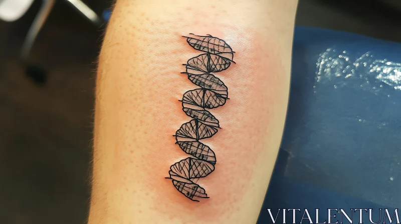 AI ART Geometric Leaf DNA Tattoo Design