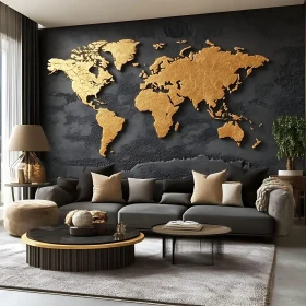 Modern Interior Design with World Map Art