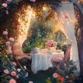 Floral Tea Party in a Rose Garden