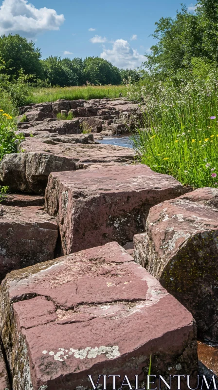 AI ART Rugged Stone Path in Verdant Surroundings