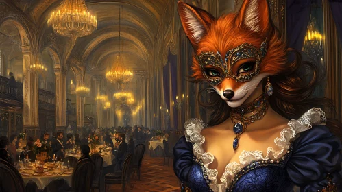 Anthropomorphic Fox in Ballroom