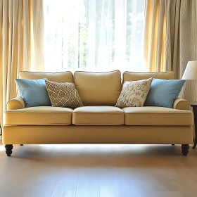 Comfortable Couch with Cushions in Bright Interior