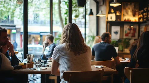 Indoor Cafe Ambience with Patrons