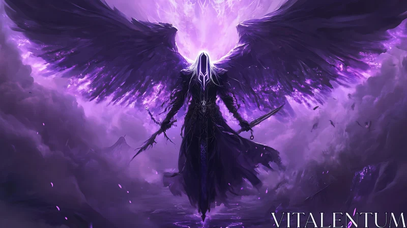 AI ART Purple Angel Warrior Illustration