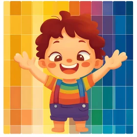 Bright Cartoon of a Happy Child