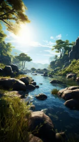 Forest Image with Sunlight: Unreal Engine, Romantic Riverscape