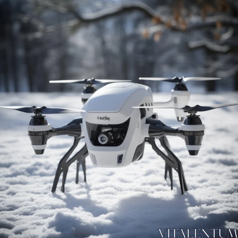 Snowbound Drone: A Realistic Lifelike Rendering AI Image