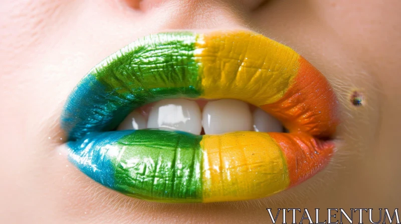 Vivid Lips: A Captivating Close-up of a Woman's Lipstick Artistry AI Image