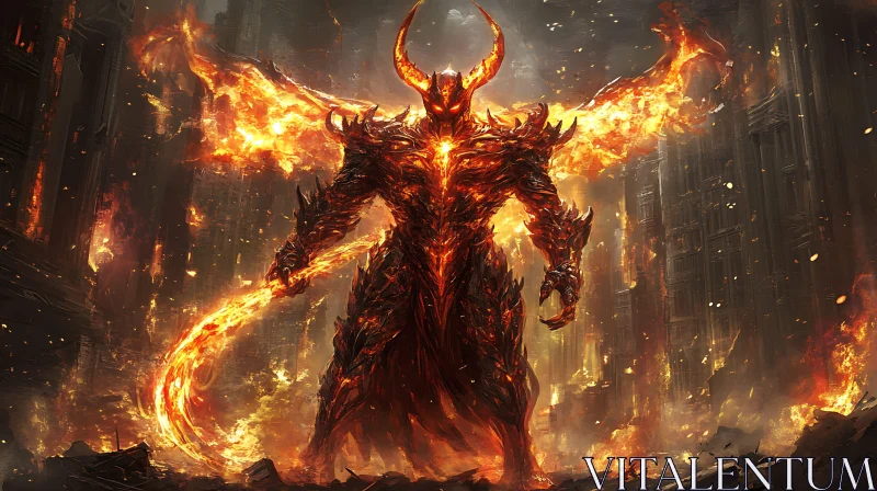 Fiery Demon of Destruction AI Image