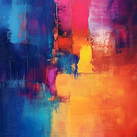 Colorful Abstract Painting with Dynamic Brushstrokes