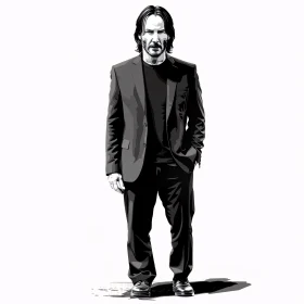 Keanu Reeves Monochrome Fashion Portrait