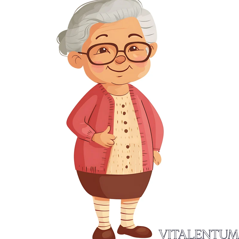 Smiling Granny Cartoon Character AI Image