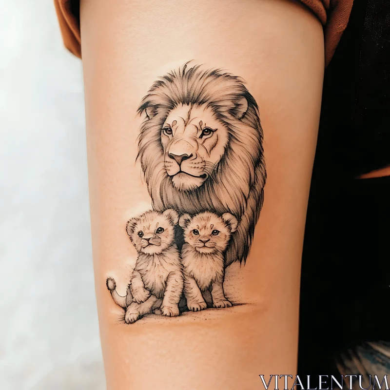 Lion Family Tattoo on Arm AI Image