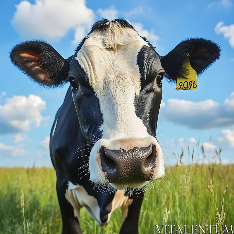 Black and White Cow Close-Up AI Image