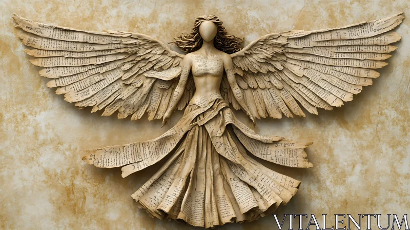 Angel Made of Paper Sheets Artwork AI Image