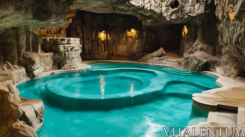 AI ART Enchanting Cave Pool with Turquoise Waters