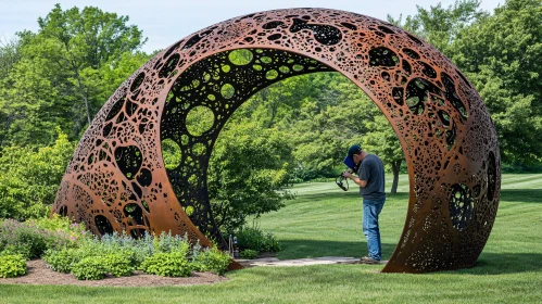 Metal Crescent in Greenery