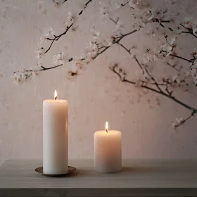 Candlelight Still Life with Floral Accent