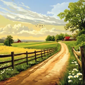 Rural Farmhouse Scenery