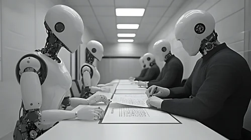 Monochrome Robot Business Meeting