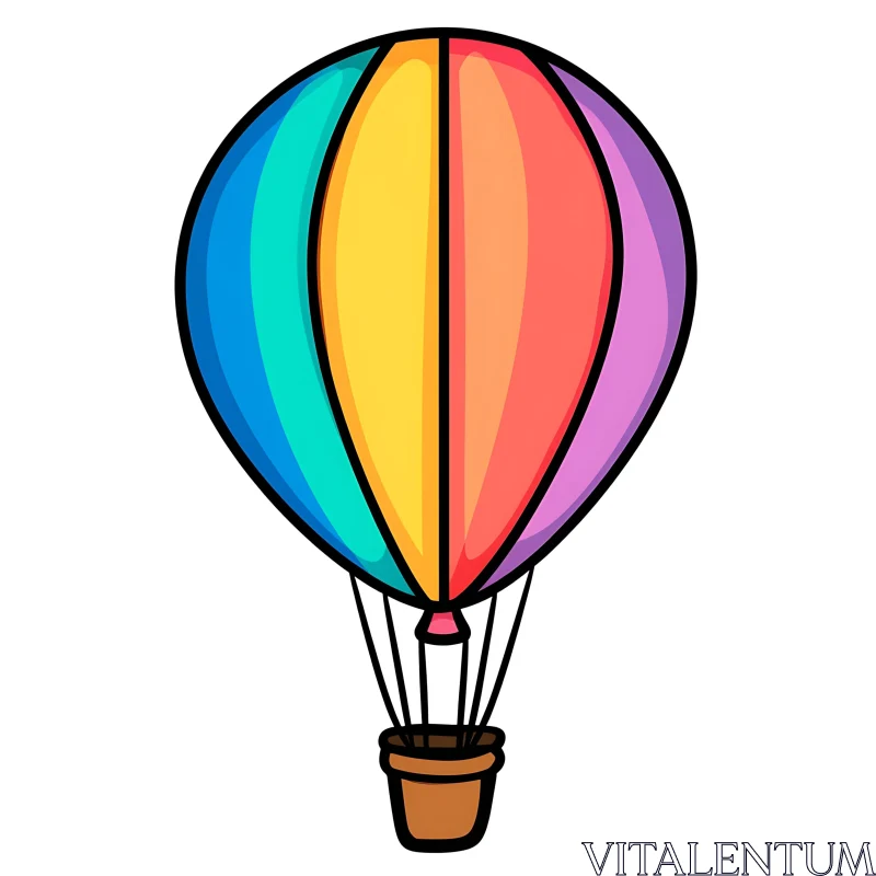 AI ART Colorful Cartoon Hot Air Balloon Illustration