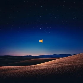 Night Fields with Floating Icon