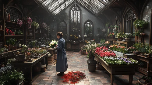 Floral Abundance in a Vintage Greenhouse